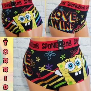 Torrid SpongeBob SquarePants Rainbow Black & Red Boyshort Plus Size Panty 2X New